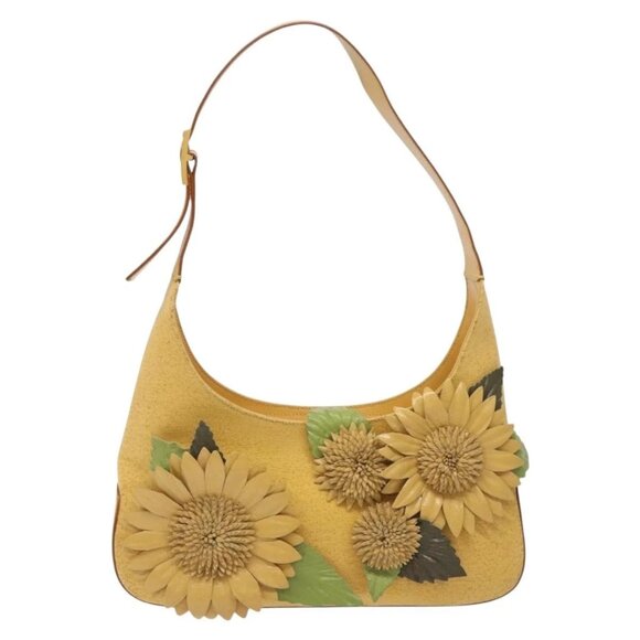 Salvatore Ferragamo Sunflower Shoulder Bag Canvas Yellow Auth 133137 - Picture 12 of 16